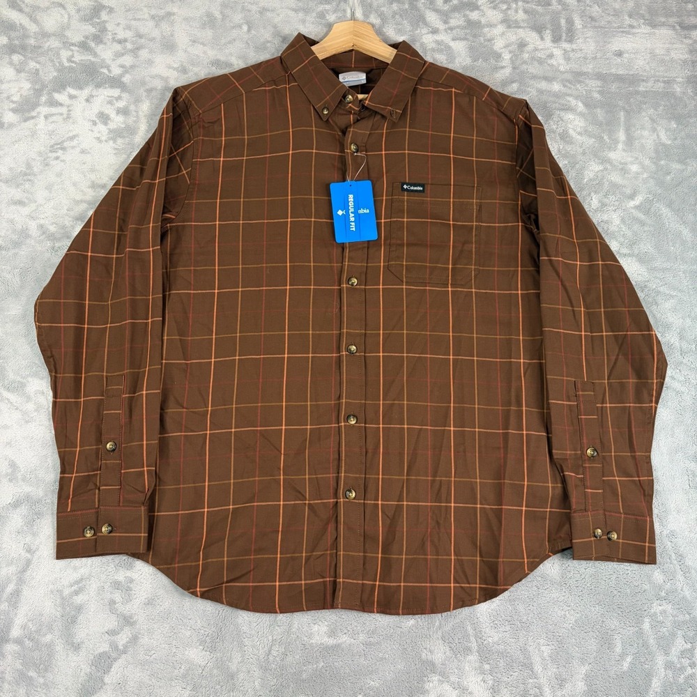 Columbia Rapid Rivers II Long Sleeve Shirt Mens Large Plaid Button Down NEW